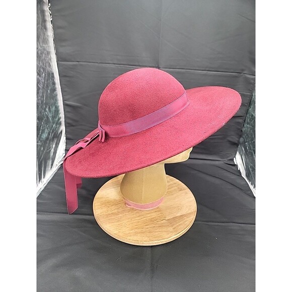 Vintage Sylvia Bollman Doeskin Maroon Felt Hat 100% Wool Made in USA - Picture 4 of 8